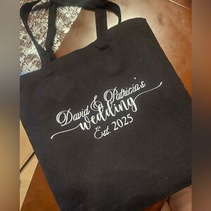 Black Custom Wedding Tote Bag